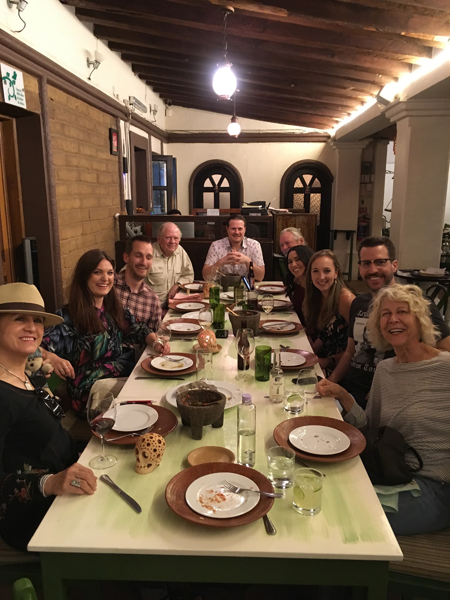 adult school trip to Oaxaca, Mexico - dinner together