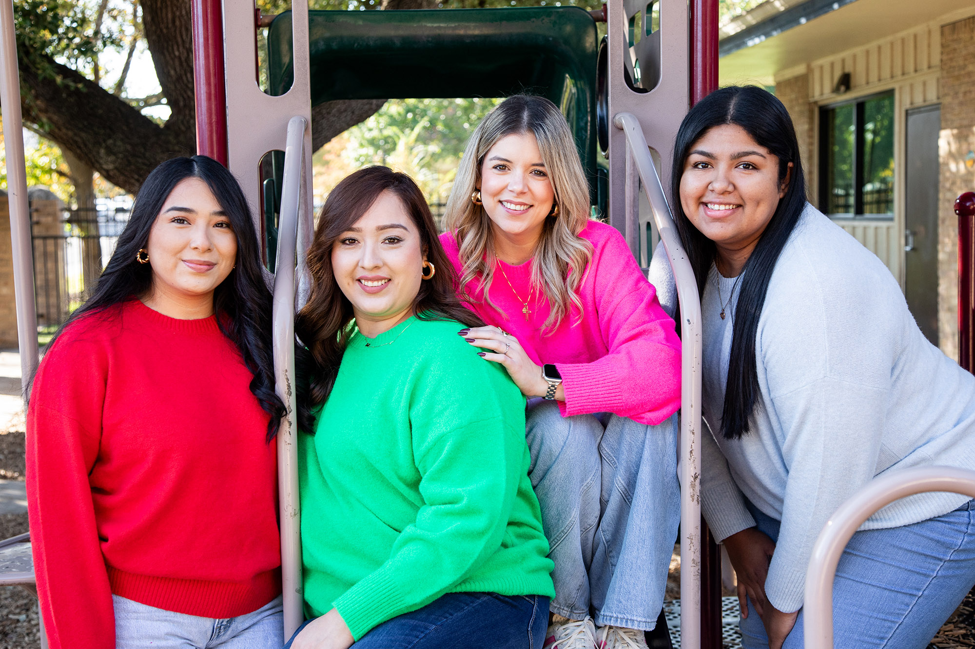 Spanish World School Skillman Leadership team: Alba Barbosa, Campus Administrator | Yajaira Mora, Campus Coordinator| Manuela Ortega, Campus Director | Elizabeth Sanchez, Office Assistant